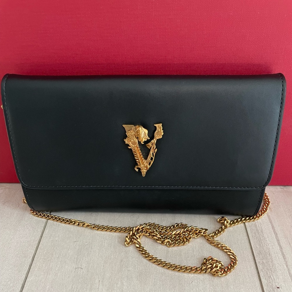 Versace Embellished V Clutch Bag